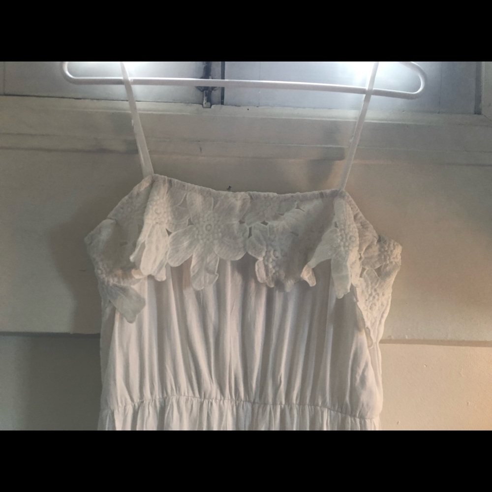 White dress with vintage floral details